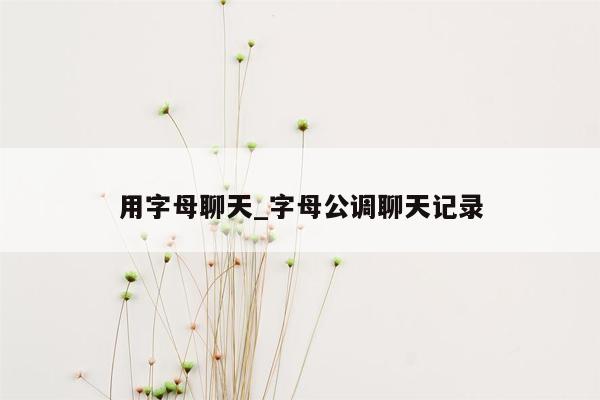 用字母聊天_字母公调聊天记录