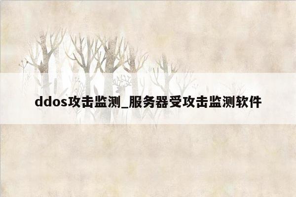 ddos攻击监测_服务器受攻击监测软件