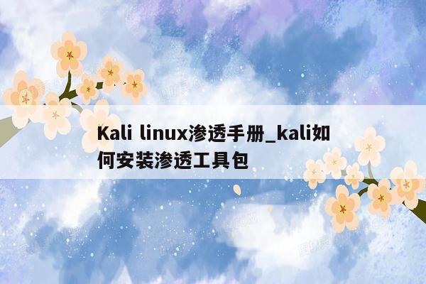 Kali linux渗透手册_kali如何安装渗透工具包