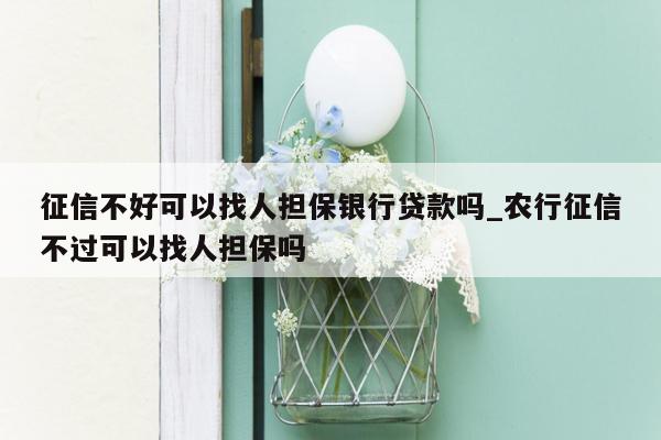 征信不好可以找人担保银行贷款吗_农行征信不过可以找人担保吗