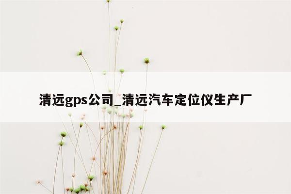 清远gps公司_清远汽车定位仪生产厂