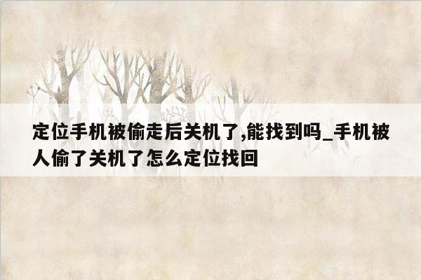 定位手机被偷走后关机了,能找到吗_手机被人偷了关机了怎么定位找回