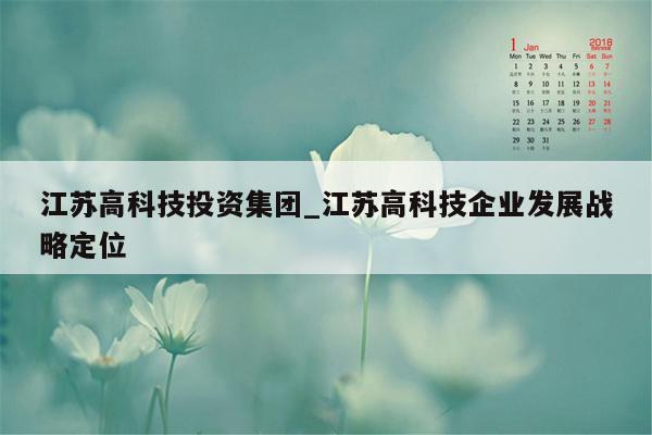 江苏高科技投资集团_江苏高科技企业发展战略定位