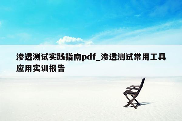 渗透测试实践指南pdf_渗透测试常用工具应用实训报告