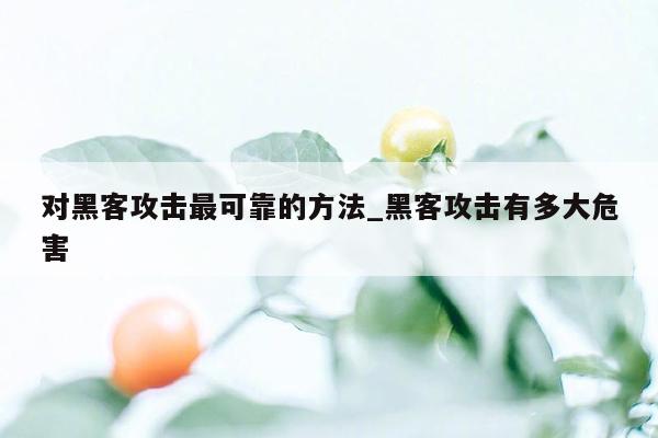 对黑客攻击最可靠的方法_黑客攻击有多大危害