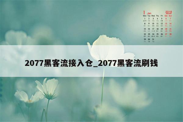 2077黑客流接入仓_2077黑客流刷钱