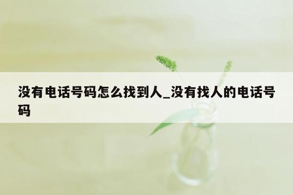 没有电话号码怎么找到人_没有找人的电话号码