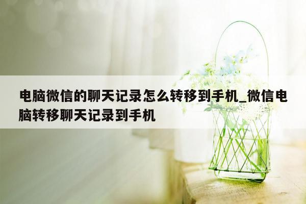 电脑微信的聊天记录怎么转移到手机_微信电脑转移聊天记录到手机