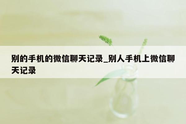 别的手机的微信聊天记录_别人手机上微信聊天记录