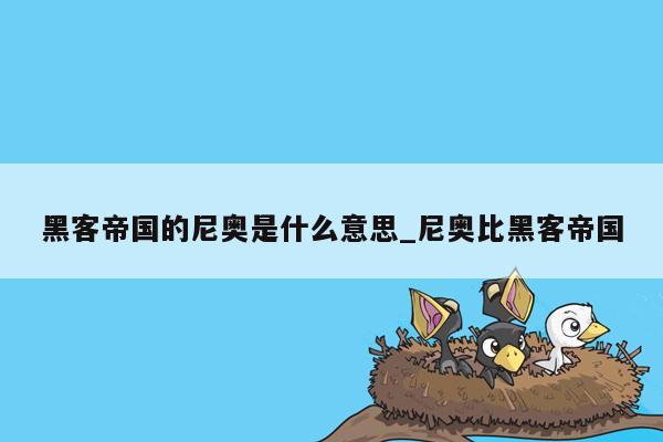 黑客帝国的尼奥是什么意思_尼奥比黑客帝国