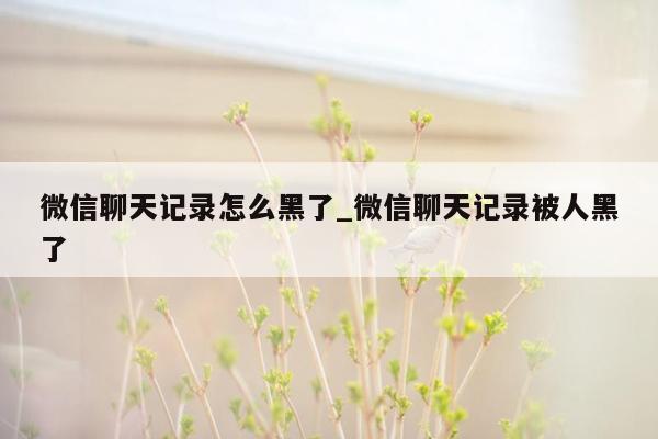 微信聊天记录怎么黑了_微信聊天记录被人黑了