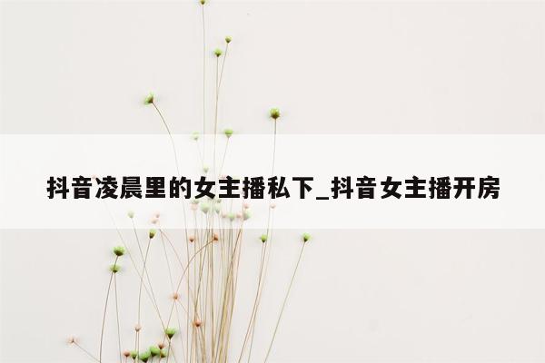 抖音凌晨里的女主播私下_抖音女主播开房