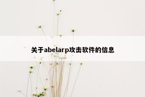 关于abelarp攻击软件的信息