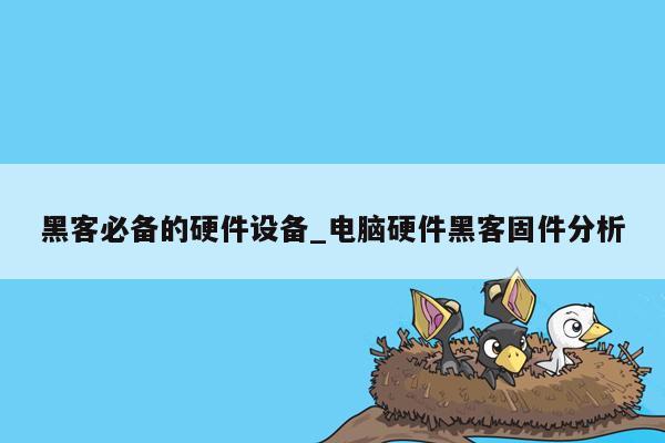 黑客必备的硬件设备_电脑硬件黑客固件分析