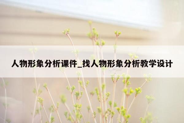 人物形象分析课件_找人物形象分析教学设计