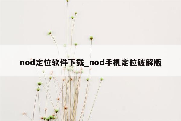 nod定位软件下载_nod手机定位破解版