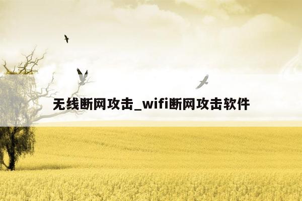 无线断网攻击_wifi断网攻击软件