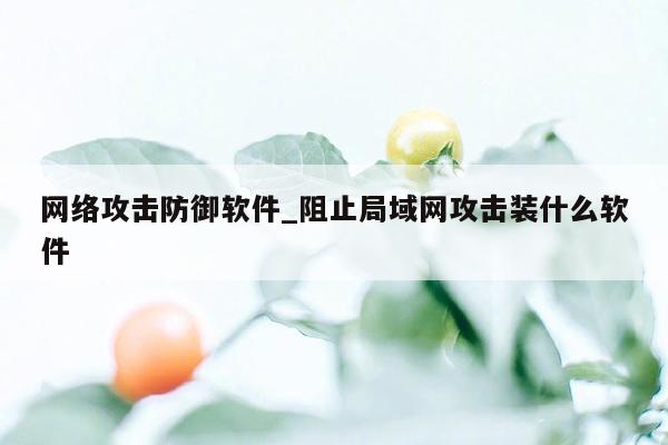 网络攻击防御软件_阻止局域网攻击装什么软件