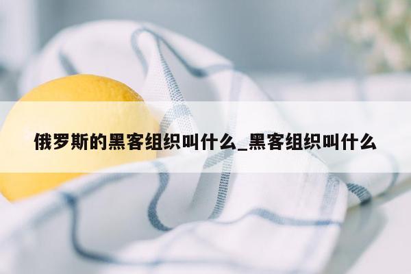 俄罗斯的黑客组织叫什么_黑客组织叫什么