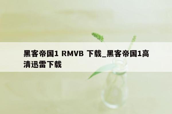 黑客帝国1 RMVB 下载_黑客帝国1高清迅雷下载