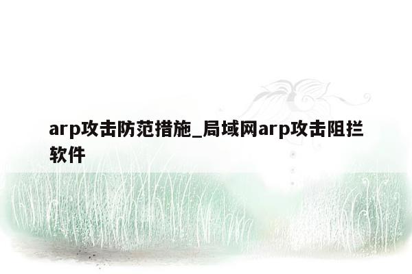 arp攻击防范措施_局域网arp攻击阻拦软件