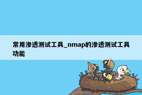 常用渗透测试工具_nmap的渗透测试工具功能