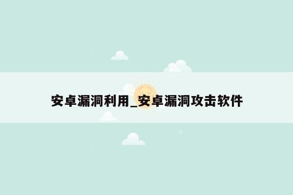 安卓漏洞利用_安卓漏洞攻击软件