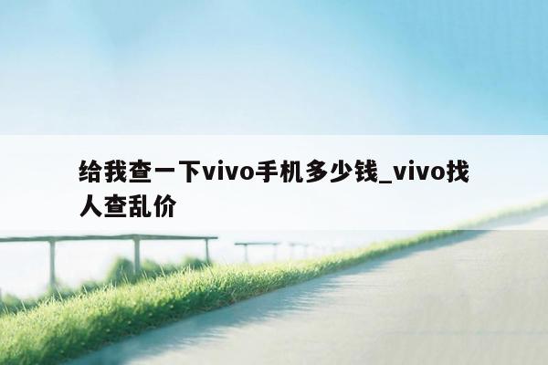 给我查一下vivo手机多少钱_vivo找人查乱价