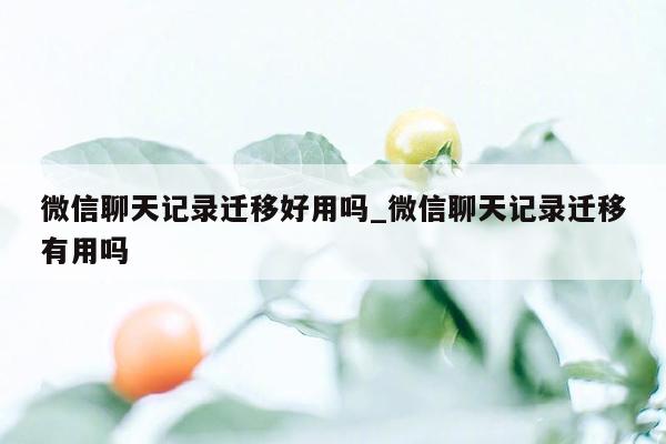 微信聊天记录迁移好用吗_微信聊天记录迁移有用吗