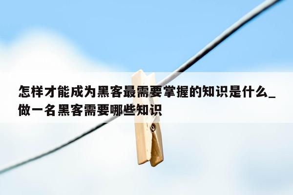 怎样才能成为黑客最需要掌握的知识是什么_做一名黑客需要哪些知识