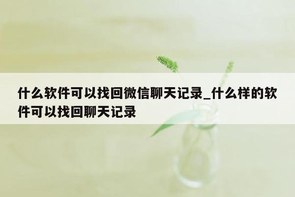 什么软件可以找回微信聊天记录_什么样的软件可以找回聊天记录