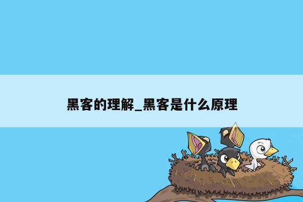 黑客的理解_黑客是什么原理