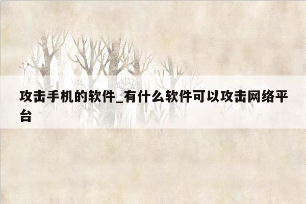 攻击手机的软件_有什么软件可以攻击网络平台