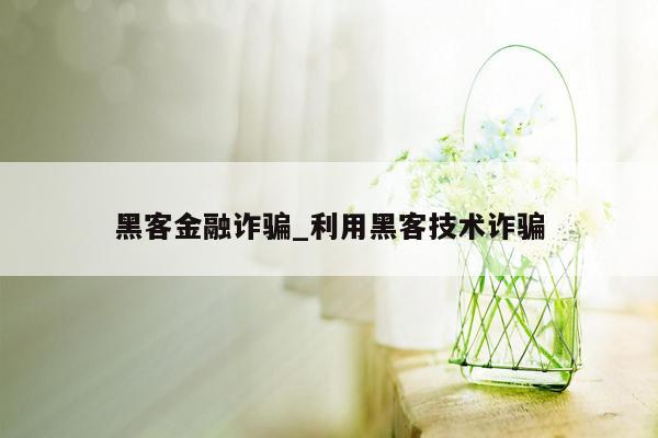 黑客金融诈骗_利用黑客技术诈骗