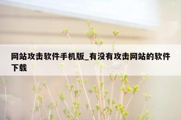 网站攻击软件手机版_有没有攻击网站的软件下载