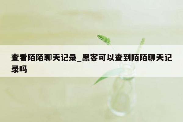 查看陌陌聊天记录_黑客可以查到陌陌聊天记录吗