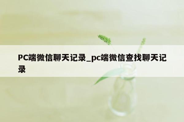 PC端微信聊天记录_pc端微信查找聊天记录