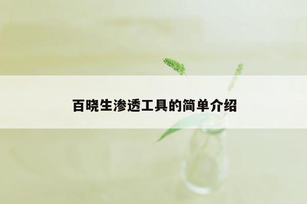 百晓生渗透工具的简单介绍