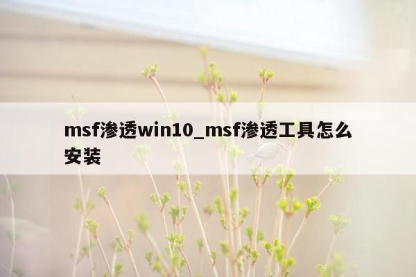 msf渗透win10_msf渗透工具怎么安装