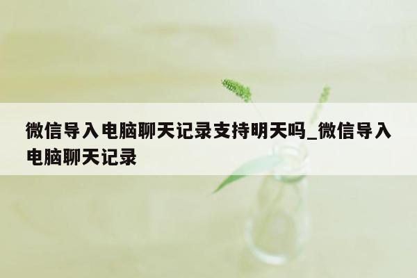 微信导入电脑聊天记录支持明天吗_微信导入电脑聊天记录