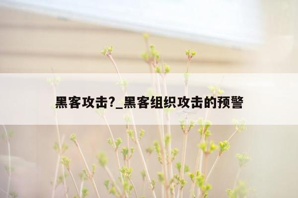 黑客攻击?_黑客组织攻击的预警