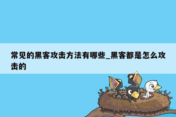 常见的黑客攻击方法有哪些_黑客都是怎么攻击的