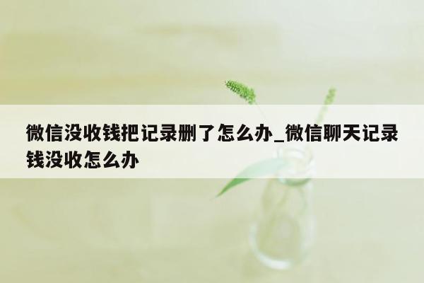 微信没收钱把记录删了怎么办_微信聊天记录钱没收怎么办