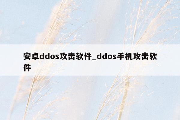 安卓ddos攻击软件_ddos手机攻击软件