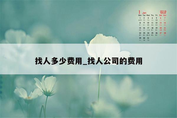 找人多少费用_找人公司的费用