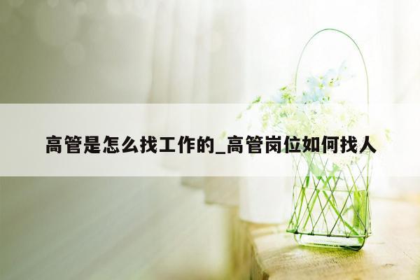 高管是怎么找工作的_高管岗位如何找人