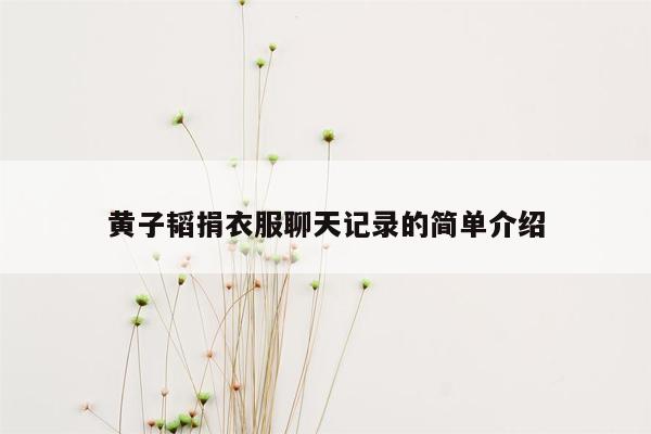 黄子韬捐衣服聊天记录的简单介绍