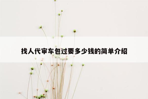 找人代审车包过要多少钱的简单介绍