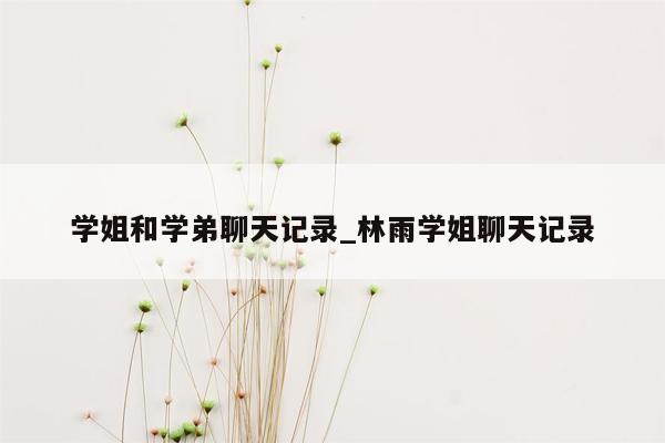 学姐和学弟聊天记录_林雨学姐聊天记录