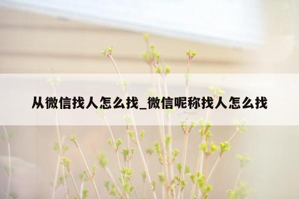 从微信找人怎么找_微信呢称找人怎么找